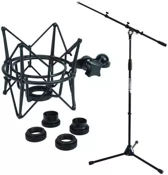 Keepdrum MS106 Mikrofonständer mit Mikrofonspinne MS090B, schwarz (ms106-ms090b)
