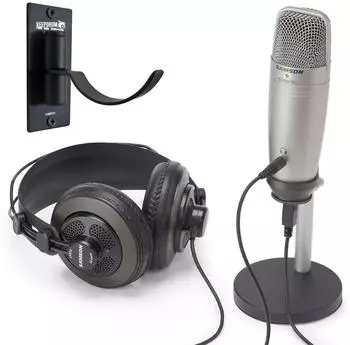 Samson C01U Pro Podcast-Set mit Kopfhörerhalter (c01uproPK-hmp01)