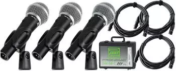 Pronomic DM-58-C Vocal-Mikrofon dynamisch, Niere, 3er Set mit XLR-Kabel (00072664)