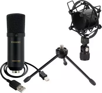 McGrey USB-M 1000 BK USB-Kondensatormikrofon Set mit Spinne, Tischstativ & Kabel (USB-M 1000 BK)