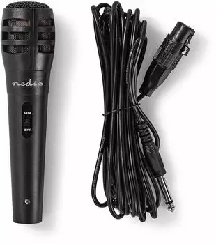 Nedis Kabelgebundenes Kardioid-Mikrofon mit abnehmbarem Kabel und Schalter, schwarz (MPWD15BK)