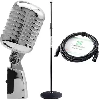 Pronomic DM-66S Elvis dynamisches Mikrofon Set, silber/weiß (00040077)