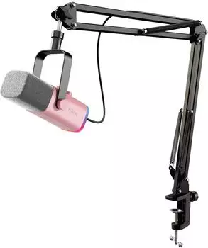 FIFINE Dynamisches USB/XLR Streaming-Mikrofon mit Arm, RGB, kardioid, rose