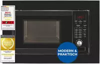 exquisit Einbau-Mikrowelle "EMW20.1G schwarz" 1250 W Schonend Auftauen,schnell