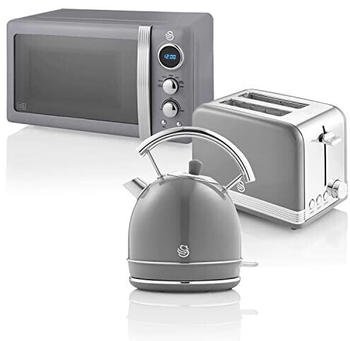Swan Retro Microwave + Kettle + Toaster 2 Grey