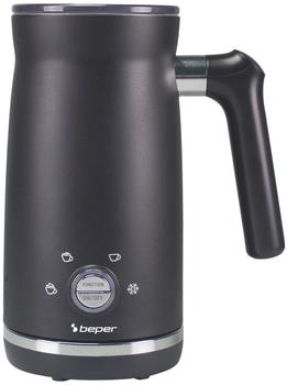 Beper P101CAF001 Elektrischer Milchaufschäumer mit Deckel 300 ml Schwarz 4 Funktionen