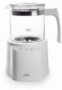 Lacor 69398 3-in-1 Milchaufschäumer mit Behälter 250 ml Glas Weiß Mehrfarbig
