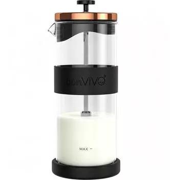 BonVIVO Manueller Milchaufschäumer Glas Edelstahl