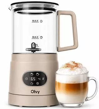 Olvy Milchaufschäumer Elektrisch 500W 3-in-1 Beige