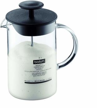 Bodum 1446-01 Milchschäumer Mit Glasgriff Latteo, Schwarz