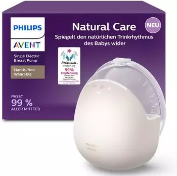 Philips Natural Care Elektrische Milchpumpe, tragbar, freihändig, SkinSense (SCF494/11)