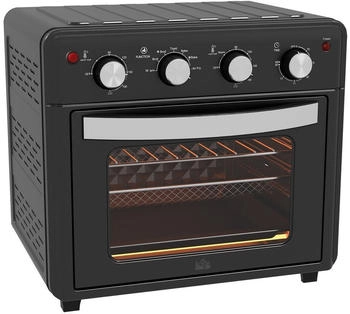 HomCom Minibackofen mit Umluft 30L Mini Ofen mit Backblech, Grillrost und Krümelblech, 90 °C-230 °C Heißluftfritteuse mit 7 Modi, Frittierkorb