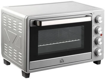 HomCom Minibackofen 32L Mini Ofen mit Grillrost, Backblech, 3 Kochmodi, Silber 52,2 x 38,1 x 33,5 cm, Silber