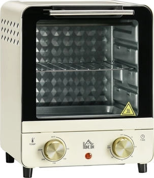 HomCom Minibackofen 15L Pizza-Ofen mit Backblech und Gitterrost, Edelstahl Cremewei&szlig; 25,5 x 27,5 x 32 cm