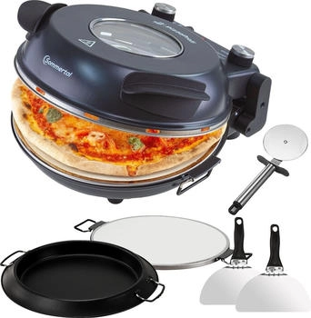 Sommertal Pizzamaker Pizzaofen 32cm 400&deg;C 5tlg Set mit Pfanne