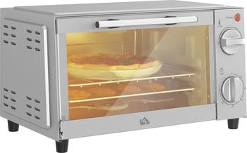 HomCom Minibackofen 9L 60 Min. Timer, 750W, Edelstahl, Silber