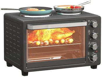 HomCom Minibackofen, mit Warmhalteplatten, Backblech und Grillrost