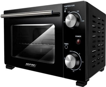 MPM Freistehender Elektrobackofen 10 Liter, Mini Ofen, Hei&szlig;luft, 800W, Schwarz