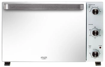ADLER Minibackofen AD 6027, Elektrobackofen, 48L, Mini Backofen, Umluft, Timer, Drehspieß, weiß
