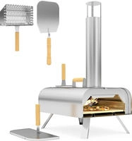 Outsunny - Outdoor Pizzaofen Holzbefeuerter Pizza Ofen Aus Edelstahl, Backofen Mit