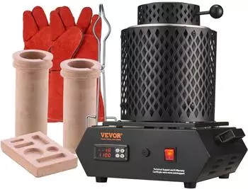 VEVOR Goldschmelzofen 1350W, max. 1150°C, Keramiktiegel 1kg & 3kg (GF1150ND1-3KG)