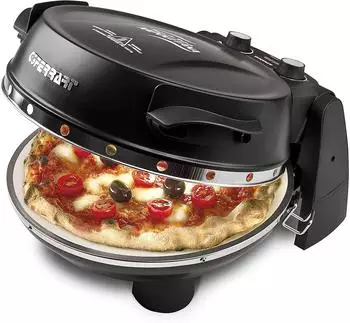 G3 Ferrari G3Ferrari Pizzaofen Napoletana schwarz, bis 400 Grad mit Naturstein – inkl. 2-ten Stein zum ÜberbackenPizza und Fladen uvm. in 3 Minutenauch für Tisch und Garten schwarz