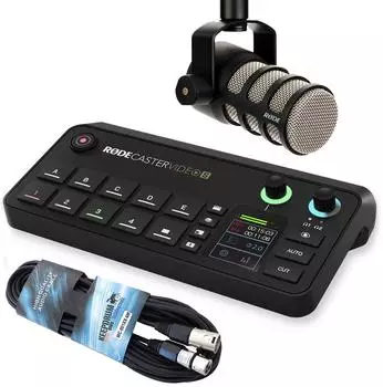Rode Rodecaster Video S Produktions-Konsole mit Podmic und Kabel (rcvids-podmic-xlr)