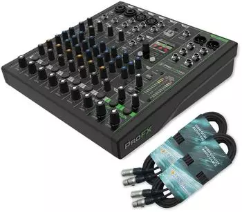 Mackie ProFX10 GO akkubetriebener Mixer mit 2x XLR-Kabel (profx10go-2xxlr)