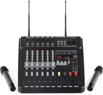 Pronomic Powermake 600 Powermischer 6-Kanal 760W RMS, 2 UHF-Funkmikrofone (00081555)