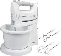 BOSCH Handmixer "ErgoMixx MFQ36460, Edelst. Besen/Knethaken, St&auml;nder, Sch&uuml;ssel,