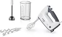 BOSCH Handmixer "ErgoMixx MFQ37470, Edelst. R&uuml;hrbesen/Knethaken, 5 Stufen, wei&szlig;"