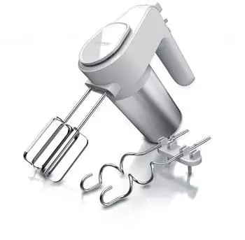 Arendo Handmixer 400W, 5 Geschwindigkeiten, Edelstahl, weiß/silber