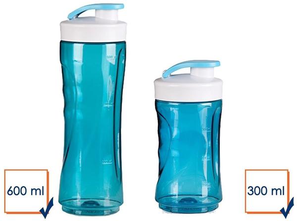 Domo 2er Set Ersatzflaschen für Smoothie-Maker, 300 + 600ml, blau