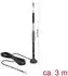 DeLock LTE Antenne SMA Stecker 5 dBi starr omnidirektional mit magnetischem Standfuß und Anschlusskabel RG-174 3 m outdoor schwarz