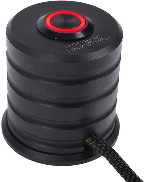 Alphacool Powerbutton mit Taster 19mm rot beleuchtet - Deep Black