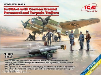 ICM Torpedo Trailers 1:48 Ju 88A-4 with German Ground Personnel and (48229)