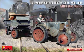 MiniArt (1 Figure) Industrial Tractor D8511 Mod. 1936 with Cargo Trailer 1:35 German (38033)