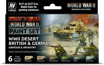 Vallejo Infantry (6x17ml) Color: WWII Desert British & German Armour & Model (70.208)