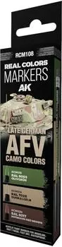 AK Interactive 5568339194 RCM108 LATE GERMAN AFV CAMO COLORS - SET 3 REAL COLORS MARKERS