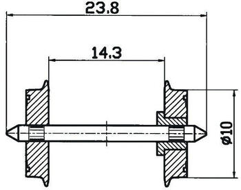 Fleischmann Gleichstrom-Radsatz 10mm KMB einseitig isoliert. Modelleisenbahn H0 Raddurchmesser: 10 mm (40180)