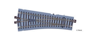 Tillig H0m TT Bettungsgleis braun, Länge 129,5 mm Handweiche links 15° (83821)