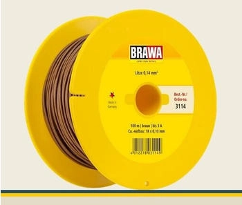 Brawa 3114 H0 Litze 0,14 mm² 100 m Spule braun