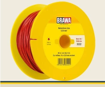 Brawa Wetterfeste Litze 0,50 mm² 40 m Spule rot H0 (3222)