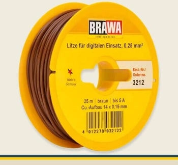 Brawa 3212 Einzelader 0,25 mm² 25 m Spule braun