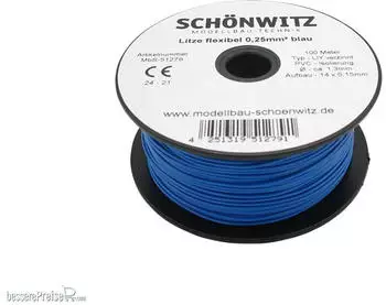 Schönwitz Schönwitz 51279 100 Meter Miniaturkabel Litze flexibel LIY 0,25mm² blau