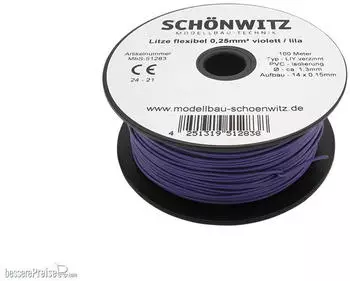 Schönwitz Schönwitz 51283 100 Meter Miniaturkabel Litze flexibel LIY 0,25mm² violett lila