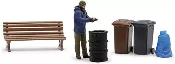 Busch Model H0 (1:87) 5434 - Feuertonne mit Figur