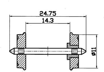 Roco H0 - Radsatz RP 25 DC, einseitig isoliert. Ø 11mm (40264)