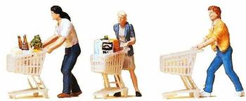 Preiser Kunden mit Einkaufswagen (10488)