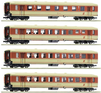 Roco H0 4er-Set 1: „Jaffa-Express“ der ÖBB 1. Klasse Apo, 2. Klasse Stamperlwagen Bpoz, (6200026)